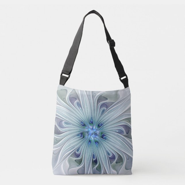 Floral Beauty Abstract Modern Blue Pastel Flower Crossbody Bag (Front)