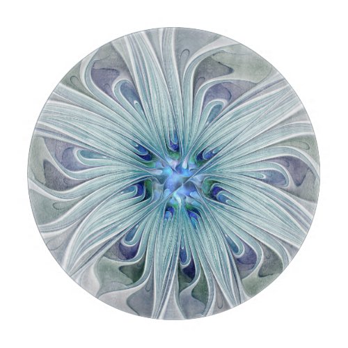 Floral Beauty Abstract Modern Blue Pastel Flower Cutting Board