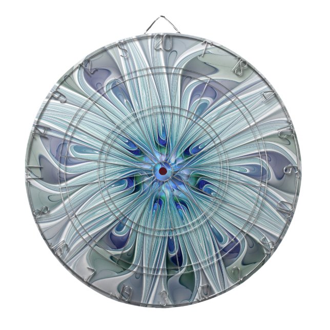 Floral Beauty Abstract Modern Blue Pastel Flower Dart Board (Front)