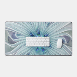 Floral Beauty Abstract Modern Blue Pastel Flower Desk Mat