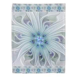 Floral Beauty Abstract Modern Blue Pastel Flower Duvet Cover