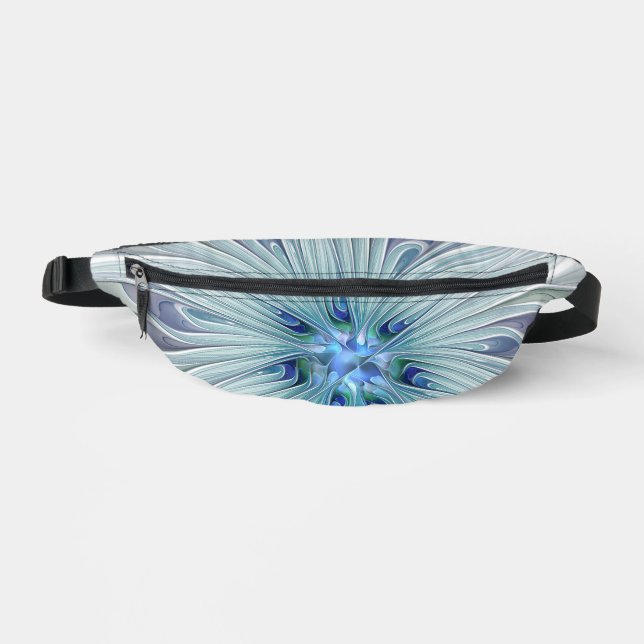 Floral Beauty Abstract Modern Blue Pastel Flower Fanny Pack (Front)
