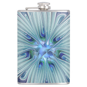 Floral Beauty Abstract Modern Blue Pastel Flower Flask