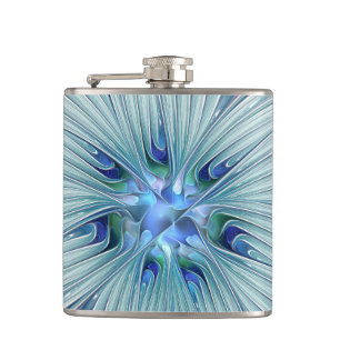 Floral Beauty Abstract Modern Blue Pastel Flower Flask