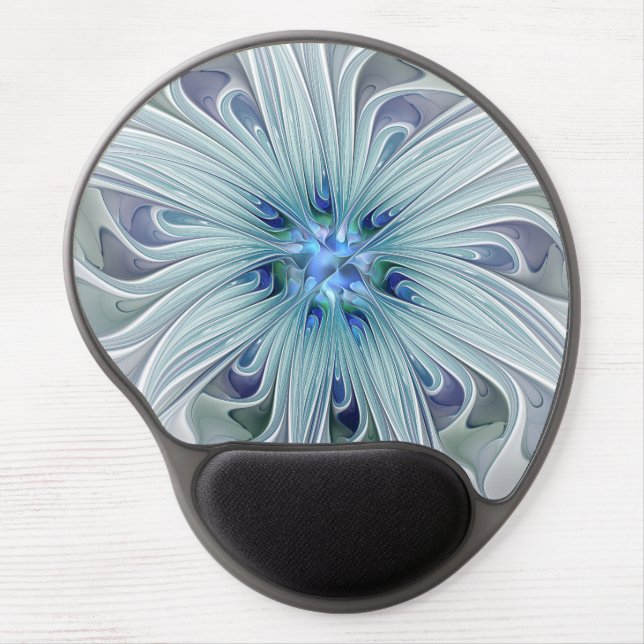 Floral Beauty Abstract Modern Blue Pastel Flower Gel Mouse Pad (Front)