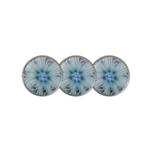 Floral Beauty Abstract Modern Blue Pastel Flower Golf Ball Marker