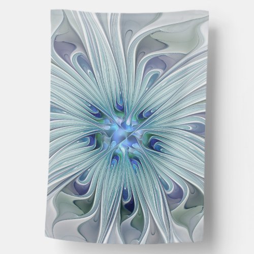 Floral Beauty Abstract Modern Blue Pastel Flower House Flag