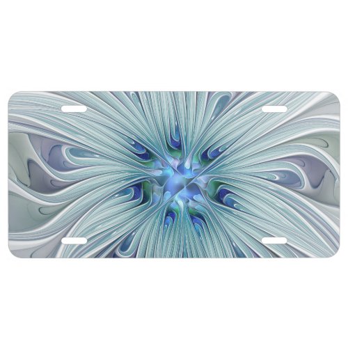 Floral Beauty Abstract Modern Blue Pastel Flower License Plate