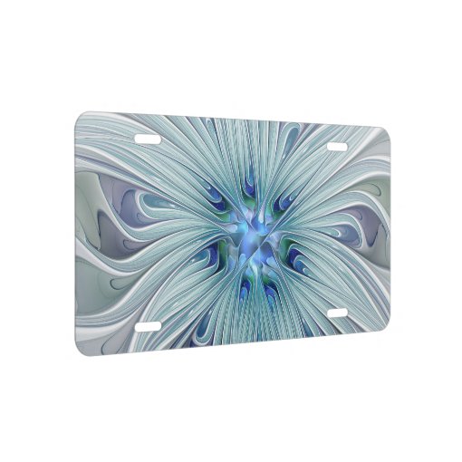 Floral Beauty Abstract Modern Blue Pastel Flower License Plate | Zazzle