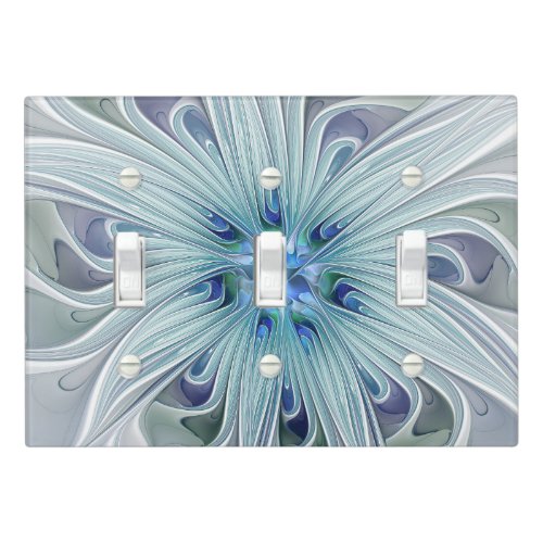 Floral Beauty Abstract Modern Blue Pastel Flower Light Switch Cover