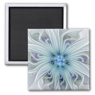 Floral Beauty Abstract Modern Blue Pastel Flower Magnet