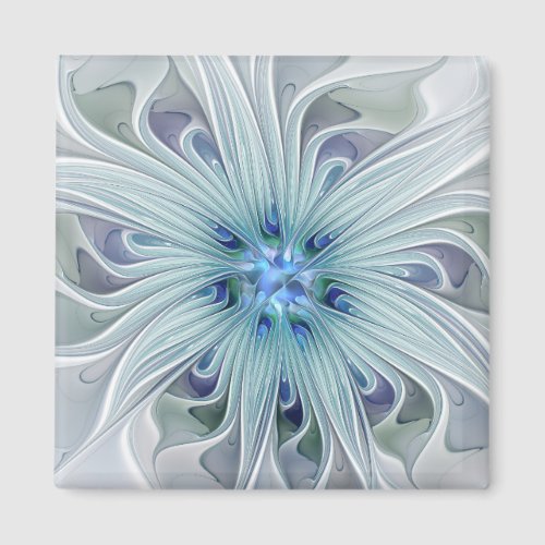 Floral Beauty Abstract Modern Blue Pastel Flower Magnet