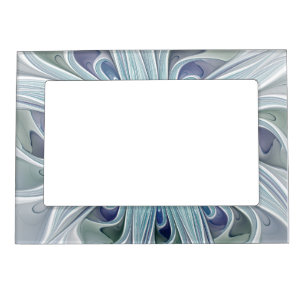 Floral Beauty Abstract Modern Blue Pastel Flower Magnetic Frame