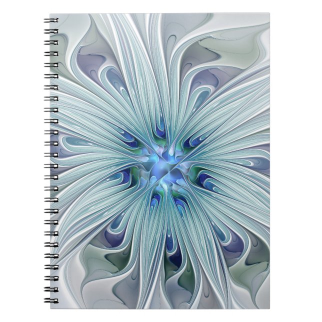Floral Beauty Abstract Modern Blue Pastel Flower Notebook (Front)