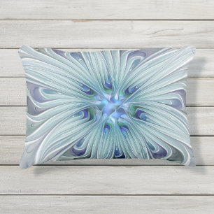 Floral Beauty Abstract Modern Blue Pastel Flower Outdoor Pillow