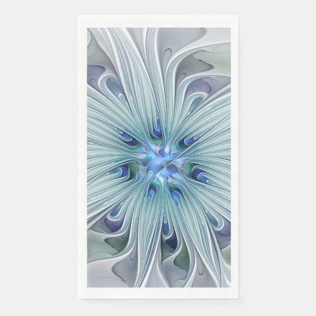 Floral Beauty Abstract Modern Blue Pastel Flower Paper Guest Towels (Front)