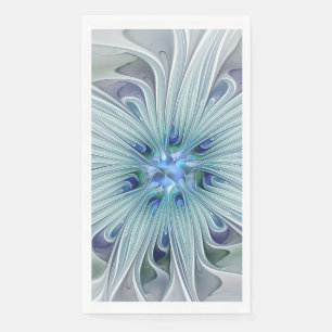 Floral Beauty Abstract Modern Blue Pastel Flower Paper Guest Towels