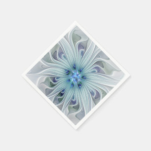 Floral Beauty Abstract Modern Blue Pastel Flower Paper Napkins