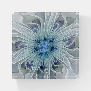 Floral Beauty Abstract Modern Blue Pastel Flower Paperweight