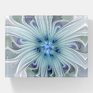 Floral Beauty Abstract Modern Blue Pastel Flower Paperweight
