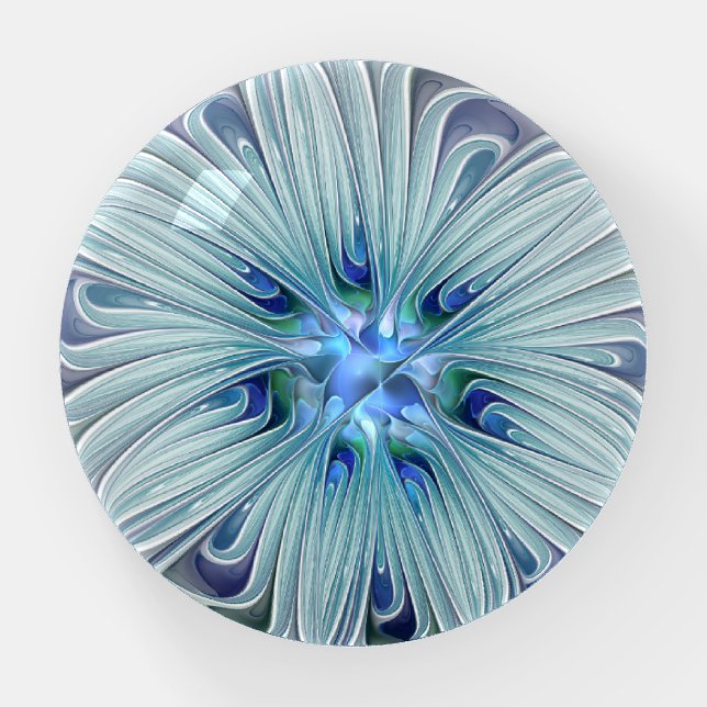 Floral Beauty Abstract Modern Blue Pastel Flower Paperweight (Front)
