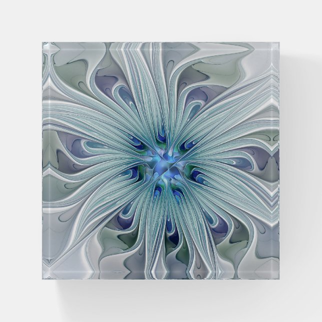 Floral Beauty Abstract Modern Blue Pastel Flower Paperweight (Front)