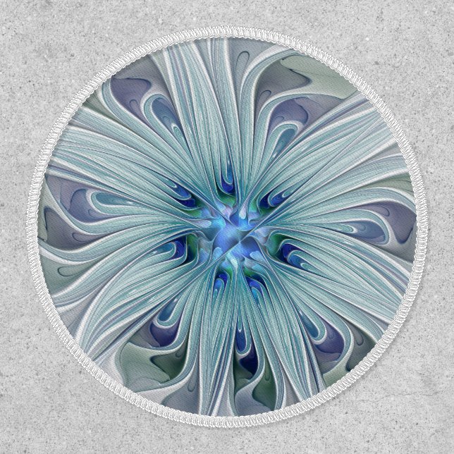 Floral Beauty Abstract Modern Blue Pastel Flower Patch (Front)