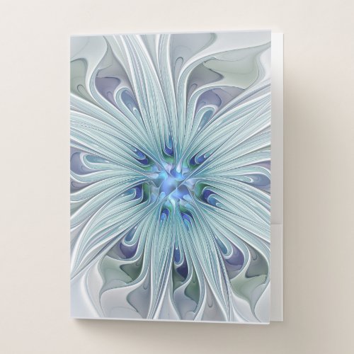 Floral Beauty Abstract Modern Blue Pastel Flower Pocket Folder
