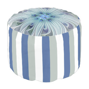 Floral Beauty Abstract Modern Blue Pastel Flower Pouf