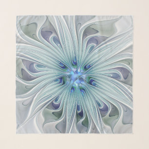 Floral Beauty Abstract Modern Blue Pastel Flower Scarf