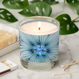 Floral Beauty Abstract Modern Blue Pastel Flower Scented Candle