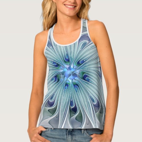 Floral Beauty Abstract Modern Blue Pastel Flower Tank Top