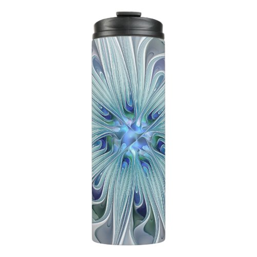 Floral Beauty Abstract Modern Blue Pastel Flower Thermal Tumbler