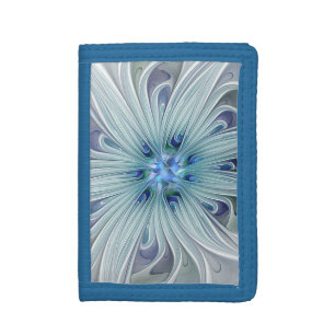 Floral Beauty Abstract Modern Blue Pastel Flower Trifold Wallet