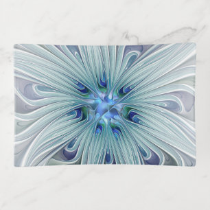Floral Beauty Abstract Modern Blue Pastel Flower Trinket Tray