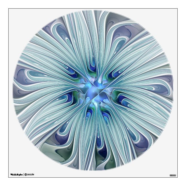 Floral Beauty Abstract Modern Blue Pastel Flower Wall Decal (Front)