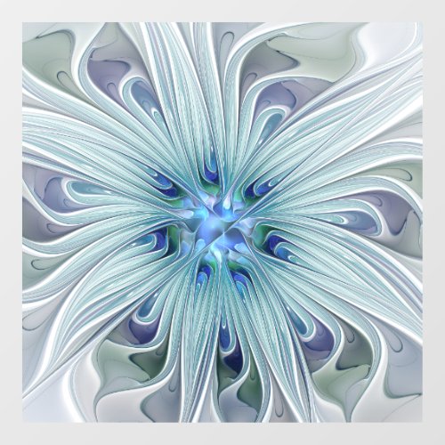 Floral Beauty Abstract Modern Blue Pastel Flower Window Cling