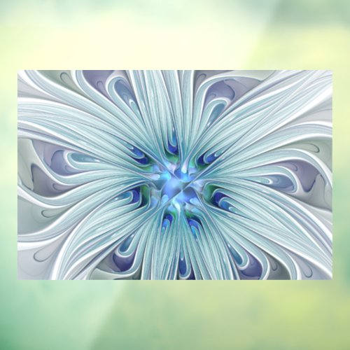 Floral Beauty Abstract Modern Blue Pastel Flower Window Cling