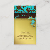 Floral Beauty Business Cards Gold Trim (Back)