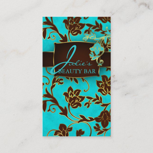 Floral Beauty Business Cards Gold Trim (Front)