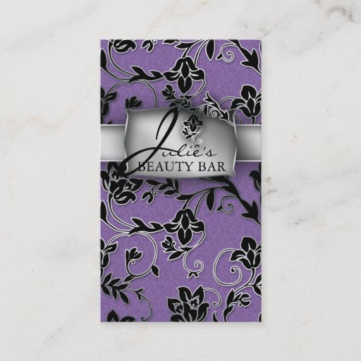 Customizable Floral Beauty Business Cards Silver Trim