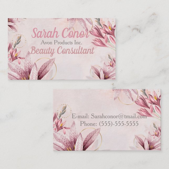 Floral Beauty Consultant Business Card (Front/Back)