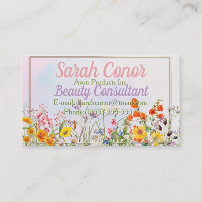 Floral Beauty Consultant Business Card (Front)