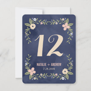 Floral Beauty Double Sided Table Number Card
