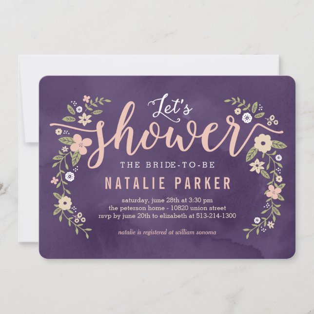 Floral Beauty Editable Color Bridal Shower Invite (Front)