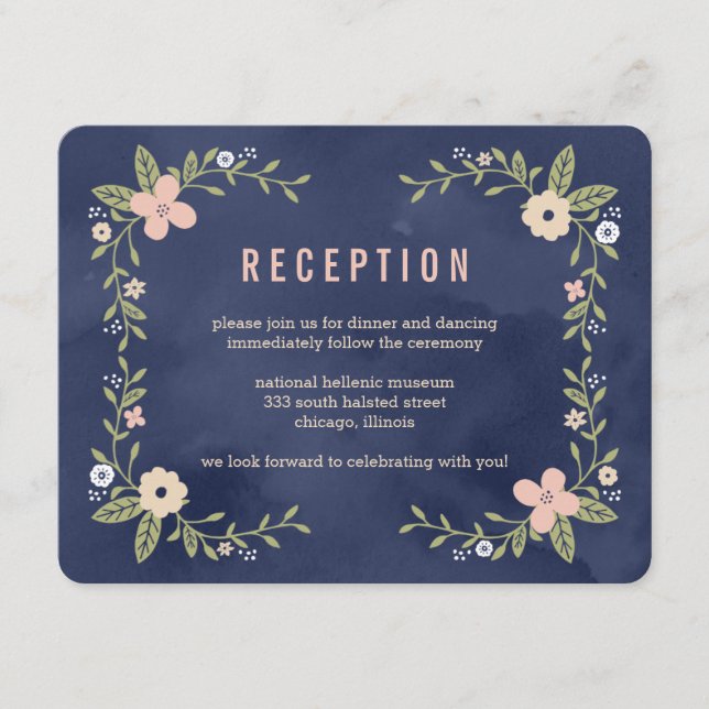 Floral Beauty Editable Color Reception Card (Front)