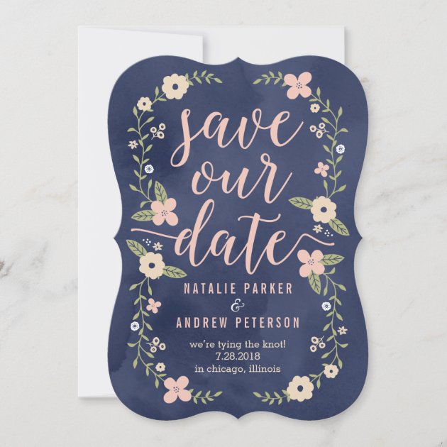 Floral Beauty Editable Color Save The Date Card