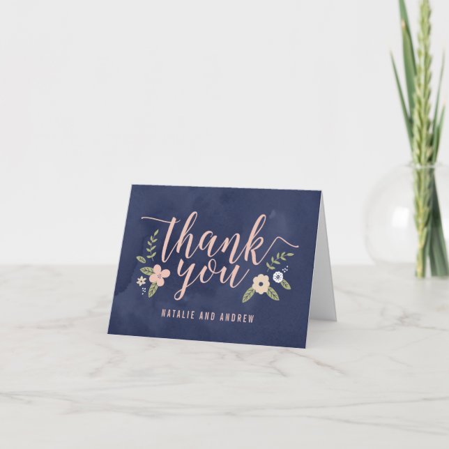 Floral Beauty Editable Color Thank You Card (Front)