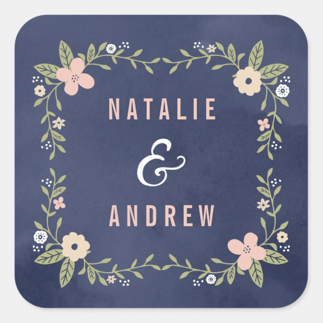 Floral Beauty Editable Color Wedding Favor Sticker