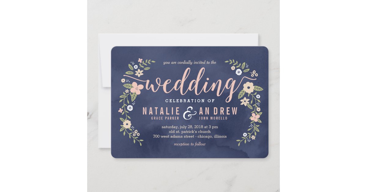 Floral Beauty Editable Color Wedding Invitation | Zazzle